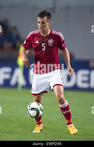 Jonas Knudsen (DEN), 27 giugno 2015 - Calcio : UEFA sotto-21 al Campionato Europeo di Repubblica Ceca 2015 Semi-finale match tra Danimarca 1-4 Svezia a Stadion Letna a Praga, Repubblica Ceca. (Foto di Maurizio Borsari/AFLO) Foto Stock