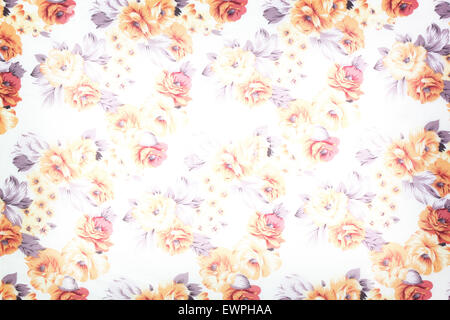 Frammento di colorata tappezzeria retrò pattern tessili con ornamenti floreali utile come sfondo Foto Stock