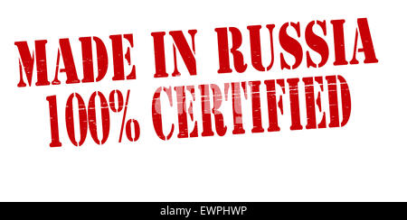 Timbro con testo made in Russia al cento per cento certified interno, illustrazione Foto Stock