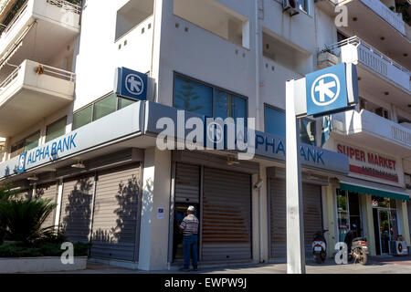 Alpha Bank, segno, Creta, Grecia Foto Stock