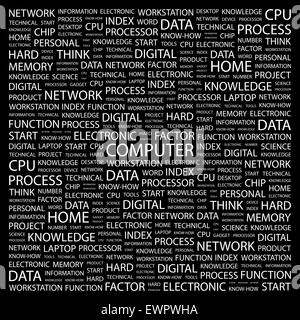 COMPUTER. Concetto di sfondo wordcloud illustrazione. Il concetto di stampa word cloud. Graphic collage. Illustrazione Vettoriale