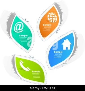 Home, telefono, internet e posta elettronica. Utilizzabile per differenti business design. Illustrazione Vettoriale