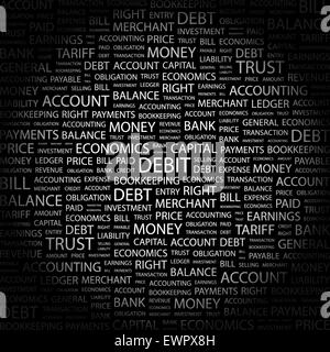 Carte di debito. Concetto illustrazione. Graphic raccolta tag. Wordcloud collage. Illustrazione Vettoriale