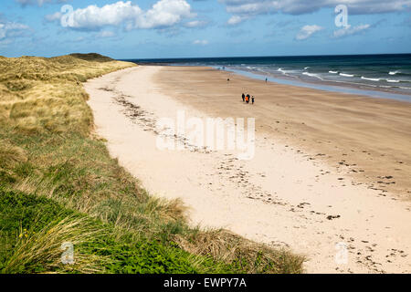 Ampia spiaggia di sabbia a Seahouses, Northumberland, England, Regno Unito Foto Stock