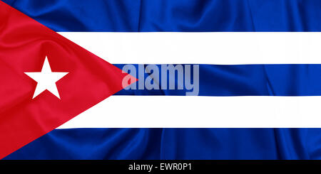 Cuba - sventola bandiera con tessitura della seta Foto Stock