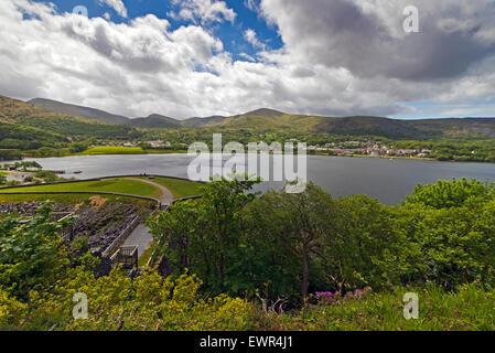 Llanberis Slate Museum North Wales UK & Lago Foto Stock