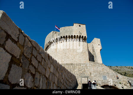 Torre minceta,mura della città vecchia,Dubrovnik, Croazia Foto Stock