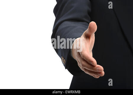 Close up di imprenditore il canto offrendo handshake Foto Stock