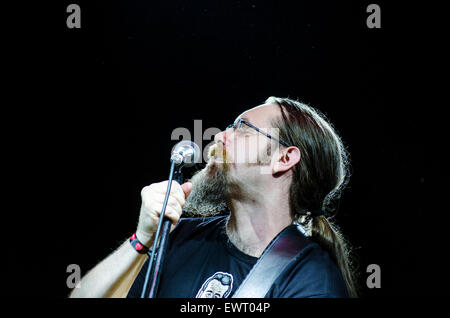 Shaun Buswell e il suo Pilton Pop-Up Orchestra a Glastonbury 2015 Foto Stock