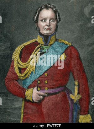 Federico Guglielmo IV di Prussia (1795-1861). Re di Prusia 1840-1861. Ritratto. Incisione di Niedermann. Xix secolo. Colorati. Foto Stock