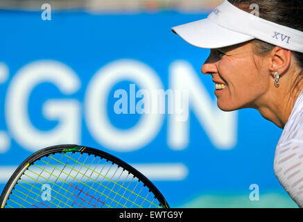 Martina Hingis (Svizzera) giocando il Aegon International a Eastbourne, 2015 Foto Stock