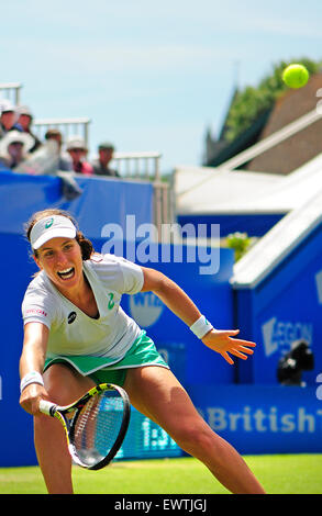 Johanna Konta giocando al Aegon International a Eastbourne, 2015 Foto Stock