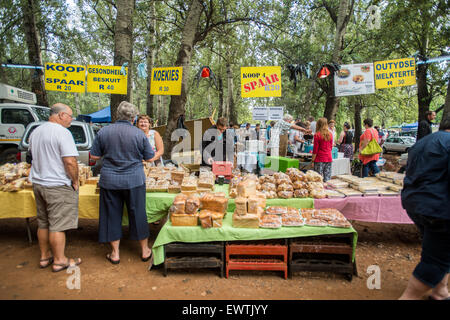 Sud Africa- cabine istituito presso un mercato degli agricoltori a Pretoria Foto Stock