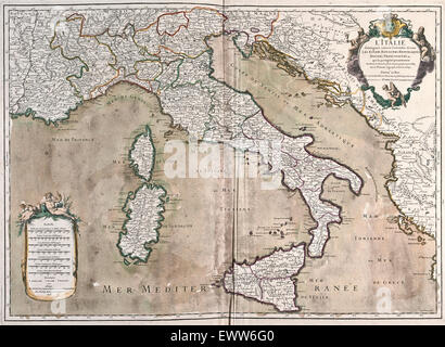 Mappa vecchia d'Italia, con la Corsica e la Sardegna Foto Stock