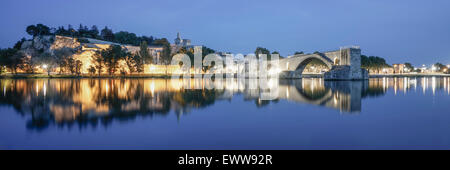 Avignone, Pont St Benezet, Bridge, Palais des Papes, Bouche du Rhone, Francia Foto Stock