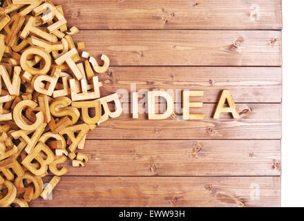 Parola idea realizzata con lettere in legno Foto Stock