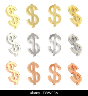 Dollar Cambio segno impostare isolato Foto Stock