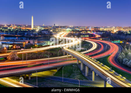 Washington, DC, Stati Uniti d'America skyline notturno. Foto Stock
