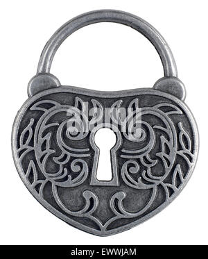 A forma di cuore il blocco d'argento con la tecnica keyhole Foto Stock