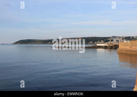 prima mattina stagcape nella baia di monti penzance cornwall Foto Stock