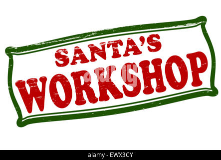 Timbro con testo Santa workshop interno, illustrazione Foto Stock