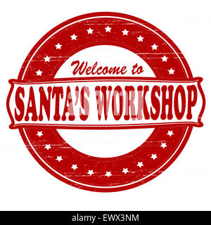 Timbro con testo Santa workshop interno, illustrazione Foto Stock