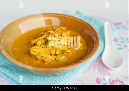 Curry con pesce alla griglia e latte di cocco, il cibo durante la stagione delle piogge Foto Stock