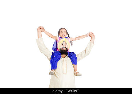 2 indian Punjabi padre e figlia godere Foto Stock