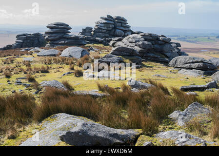 Antiche formazioni rocciose a tor ruvida, bodmin, Cornwall. Foto Stock