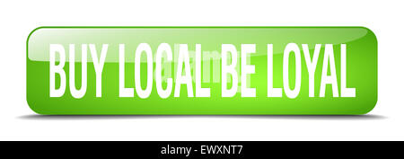 Comprare locale essere leali quadrato verde 3D realistici isolato il pulsante WEB Foto Stock