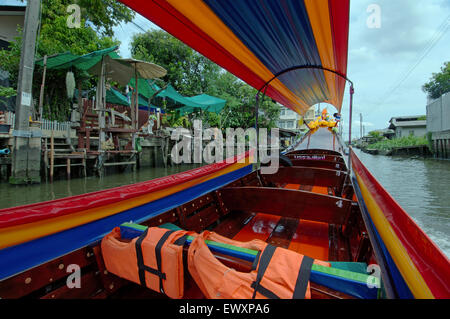 Imbarcazione da diporto sul Fiume Chao Phraya, Bangkok, Thailandia Foto Stock