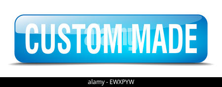Custom made quadrato blu 3D realistici isolato il pulsante WEB Foto Stock