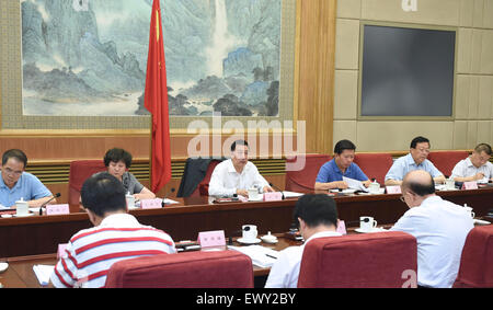 Pechino, Cina. 2 Luglio, 2015. Stato cinese il Consigliere Wang Yong (3a L, posteriore) risolve un incontro sulla normalizzazione sotto il Consiglio di Stato a Pechino Capitale della Cina, 2 luglio 2015. © Zhang Duo/Xinhua/Alamy Live News Foto Stock