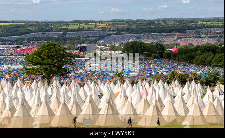 Tipis festival di Glastonbury Regno Unito Foto Stock