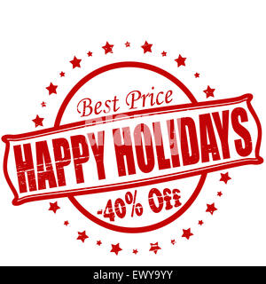 Timbro con testo happy holiday interno, illustrazione Foto Stock