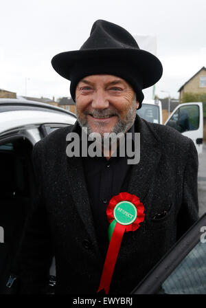 George Galloway di campagna elettorale in Bradford West, sulle elezioni generali giorno 2015. Foto Stock