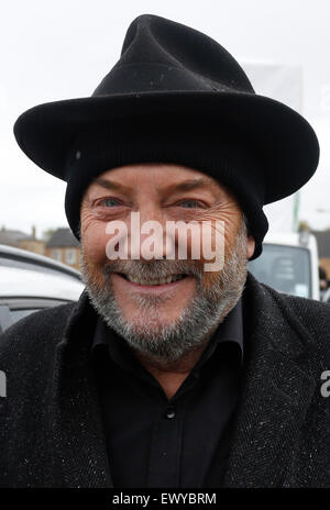 George Galloway di campagna elettorale in Bradford West, sulle elezioni generali giorno 2015. Foto Stock