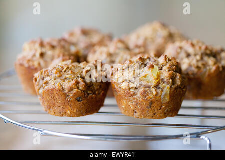 In casa muffin del mattino raffreddamento su un rack Foto Stock