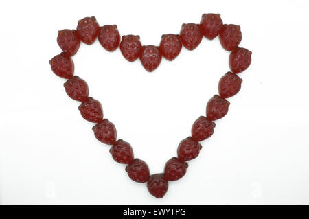 Telaio di cuore, di confine di gommoso fragola rossa jelly Foto Stock