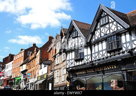 I conciatori commercianti di vino edificio con travi di legno, Shrewsbury, Shropshire, Inghilterra, Regno Unito, Europa occidentale. Foto Stock