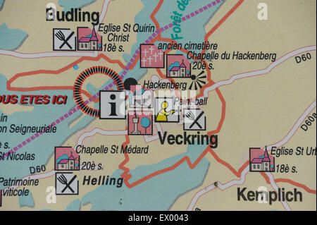 Ouvrage Hackenberg,mappa,linea Maginot,seconda guerra mondiale,Veckring,Moselle,Lorraine,Francia Foto Stock