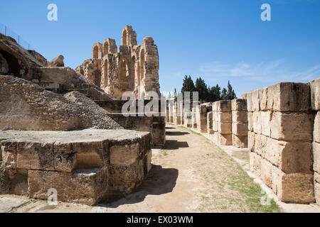 Dettaglio di anfiteatro rovine, El Jem, Tunisia Foto Stock