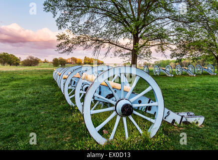 I cannoni, parco di artiglieria, Valley Forge, Pennsylvania, STATI UNITI D'AMERICA Foto Stock