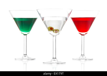 Immagine di stock di Martini su sfondo bianco, include appletini, mela rossa e martini dry martini Foto Stock