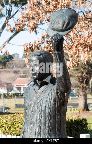 Statua di Sir Donald Bradman, presso il museo del cricket in Bowral, highalnds meridionale, Nuovo Galles del Sud, Australia Foto Stock