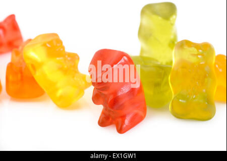 Jelly gummy bears isolato su bianco Foto Stock