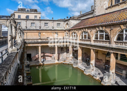 I Bagni Romani complessa, un sito di interesse storico nella città inglese di Bath, Somerset, Inghilterra. Foto Stock