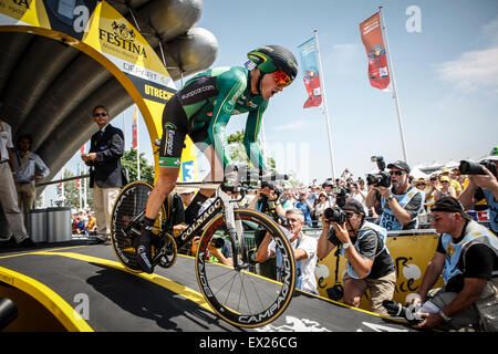 Utrecht, Paesi Bassi. 4 Luglio, 2015. Tour de France Time Trial Stage, Thomas Voeckler, Team Europcar Credito: Jan de Wild/Alamy Live News Foto Stock