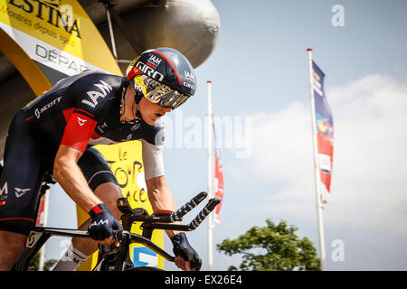 Utrecht, Paesi Bassi. 4 Luglio, 2015. Tour de France Time Trial Stage, MATHIAS FRANK, Team IAM Ciclismo Credito: Jan de Wild/Alamy Live News Foto Stock