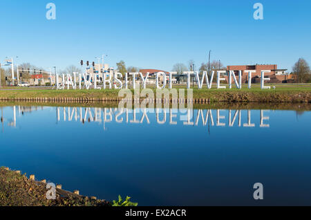 Università di Twente logo riflessi nell'acqua Foto Stock